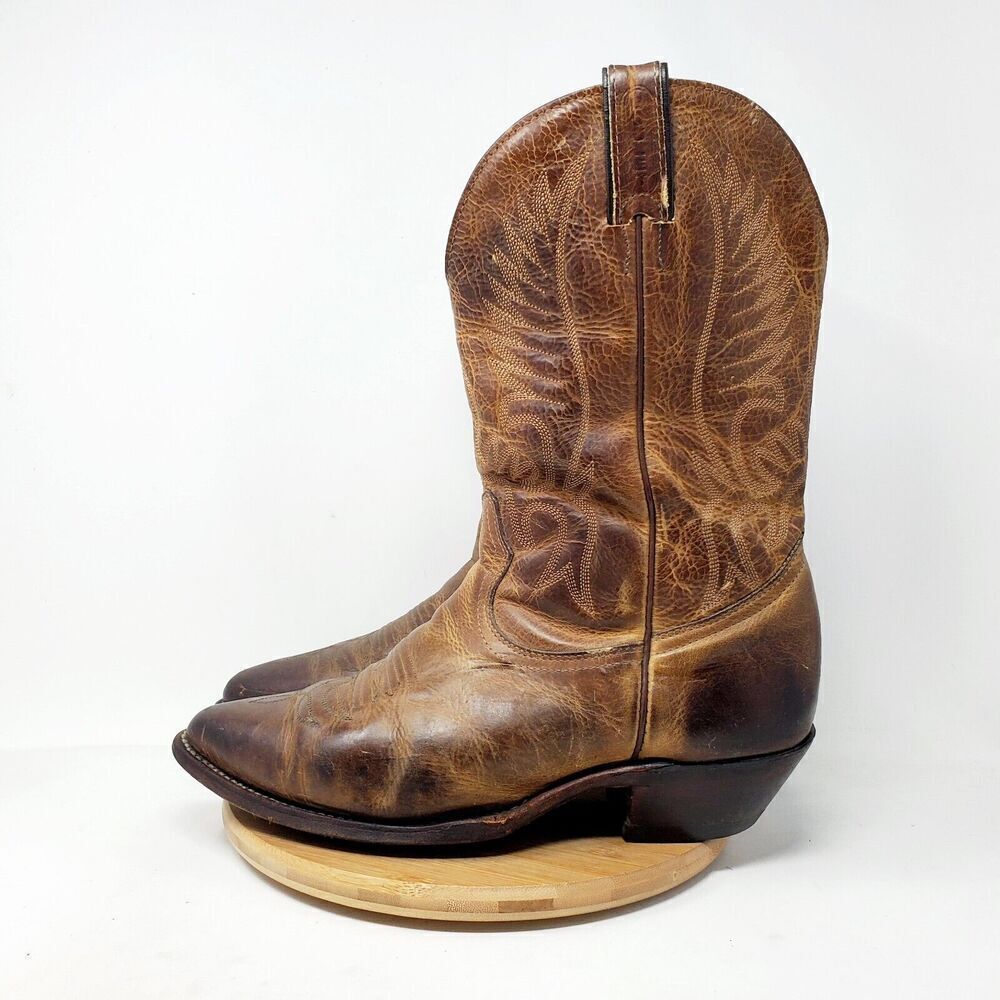 Boulet Boots Mens 9 3E WIDE Brown Leather Cowboy Shoes 1867 HillBilly Golden